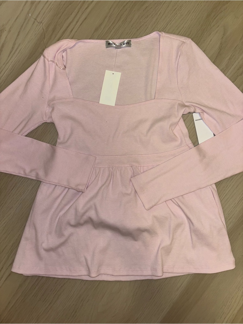 Madden Girl Light Pink Long Sleeve Babydoll Top